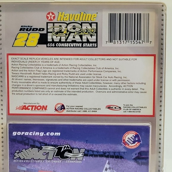 Vintage Racing Champions Havoline Ricky Rudd Iron Man Ford Taurus NASCAR. New. - Picture 6 of 6